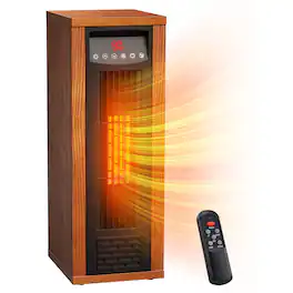 Vaczon - 1500W Portable Infrared Quartz Space Heater with Remote Control, ECO Mode, 12-Hour Timer and Child Lock for Home Use - Walnut Brown