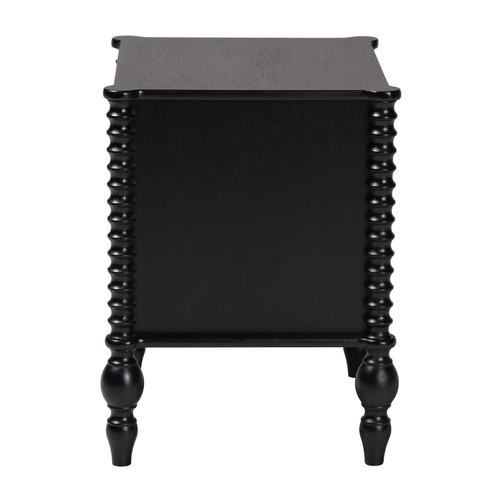 Back. Baxton Studio - Callison Spindle Nightstand - 2-Drawer Farmhouse Bedside Table with Turned Accents for Bedroom, - Black.