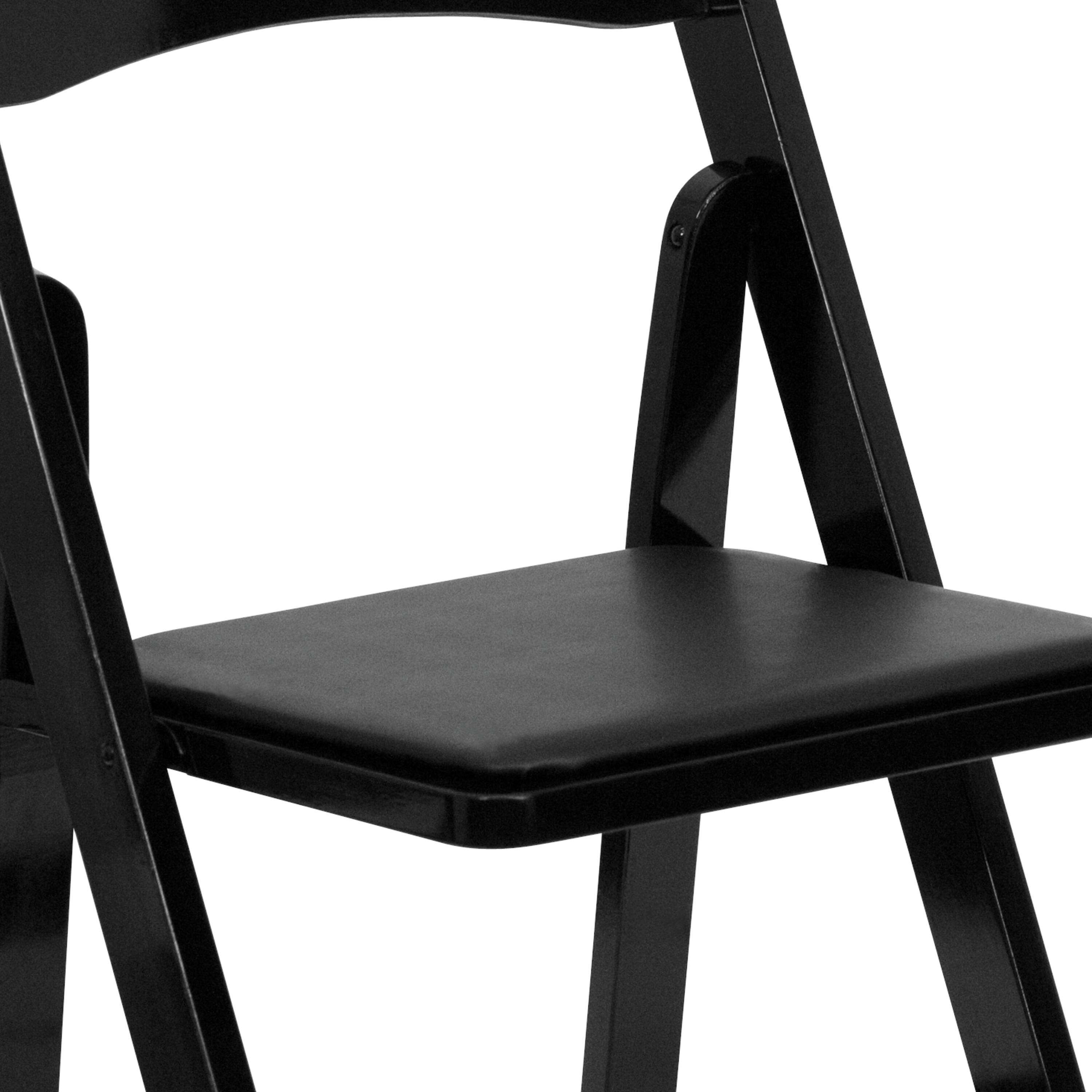 Alt View 9. Emma + Oliver - 2 Pack Wedding Party Event Wood Folding Chair with Vinyl Padded Seat - Black.