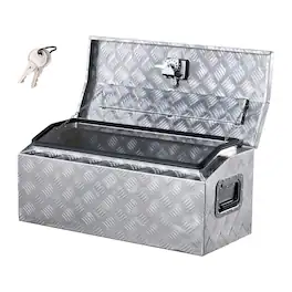 VEVOR - Heavy Duty Aluminum Truck Bed Tool Box, Stripes Plated Tool Box with Side Handle and T-Lock Keys, 30"x13"x13" - Silver
