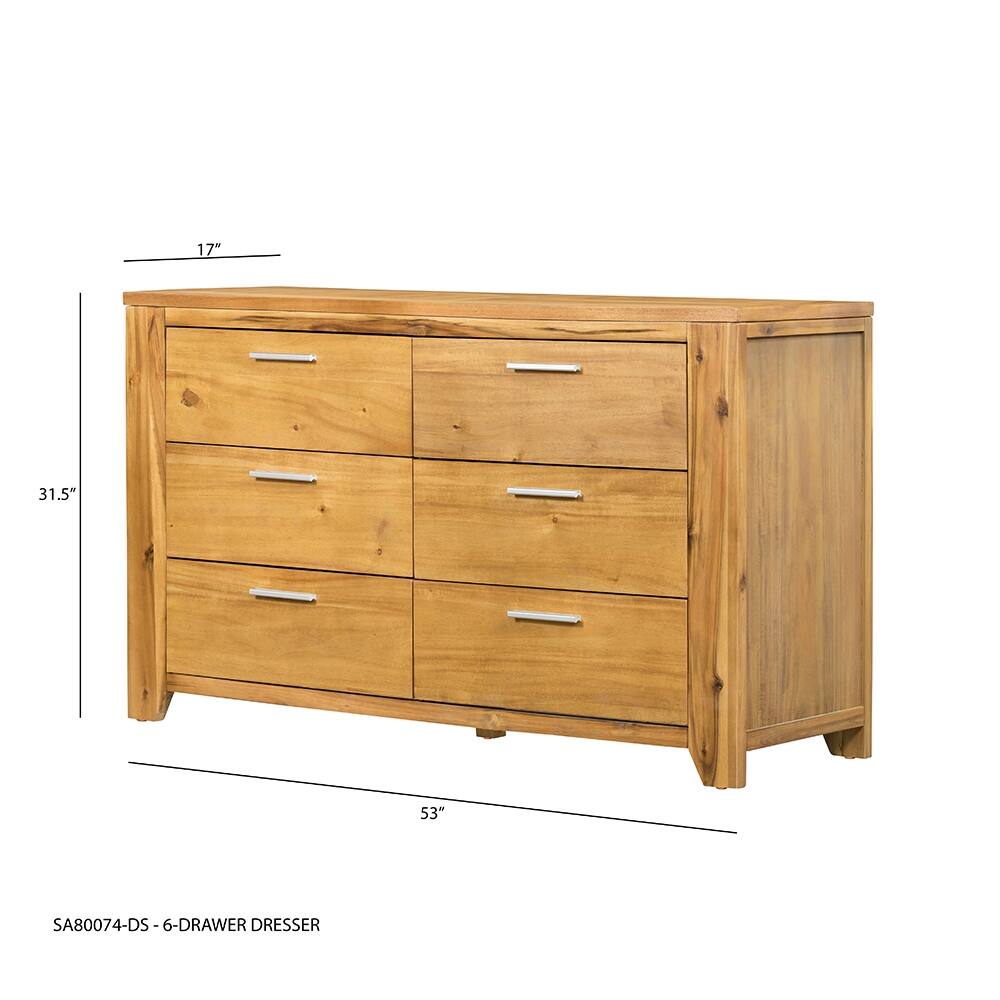 SA80074-DS - 6-Drawer Dresser

Dimensions:
- Height: 31.5"
- Width: 53"
- Depth: 17"