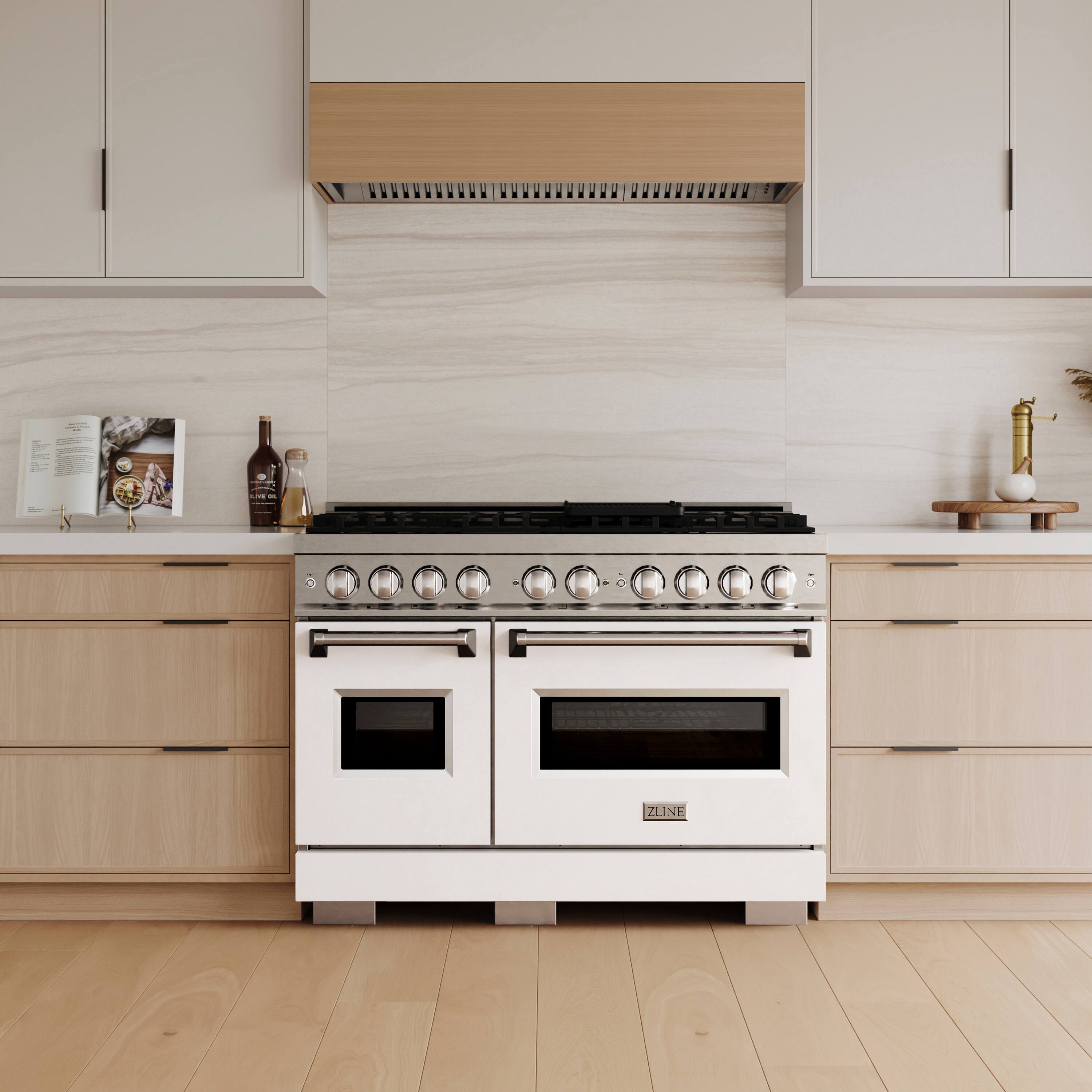 Alt View 7. ZLINE - 48 in. 6.7 cu. ft. Classic Freestanding Gas Range with 8 Burner DuoPro Cooktop and Dual Ovens with White Matte Doors - White Matte.