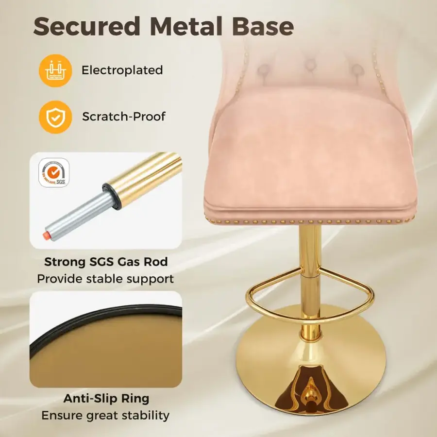 Secured Metal Base Electroplated Scratch-Proof SGS Strong SGS Gas Rod Provide stable support Anti-Slip Ring Ensure great stability.