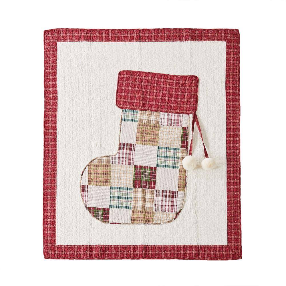 Alt View 1. Greenland Home Fashions - Greenland Home Fashion Jolly Stocking Ultra Soft High-Quality Throw Blanket Standard Red - Red.