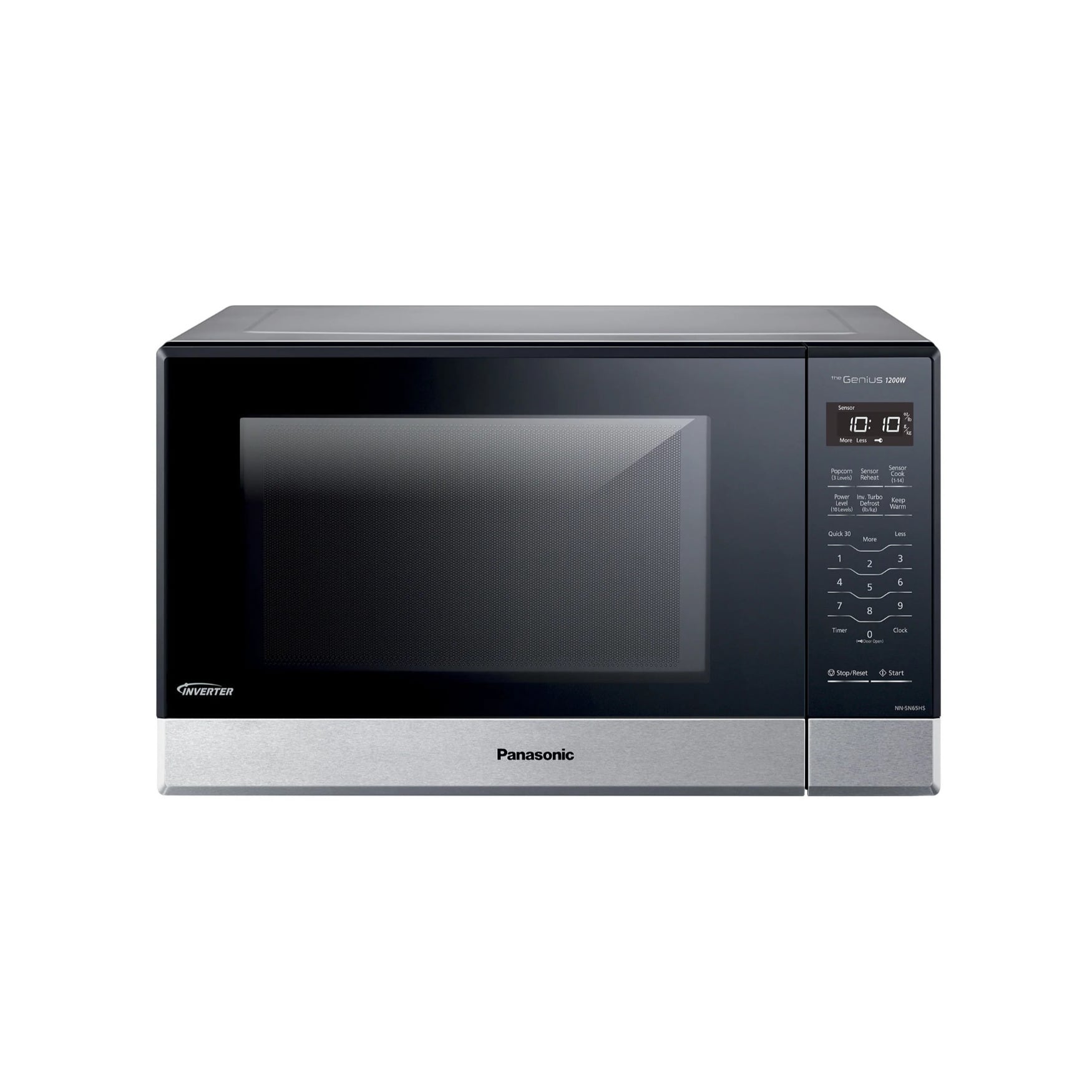 Panasonic - 1.2 cu.ft. Countertop 1200W Inverter Microwave Oven (Stainless/Black) - Stainless Steel