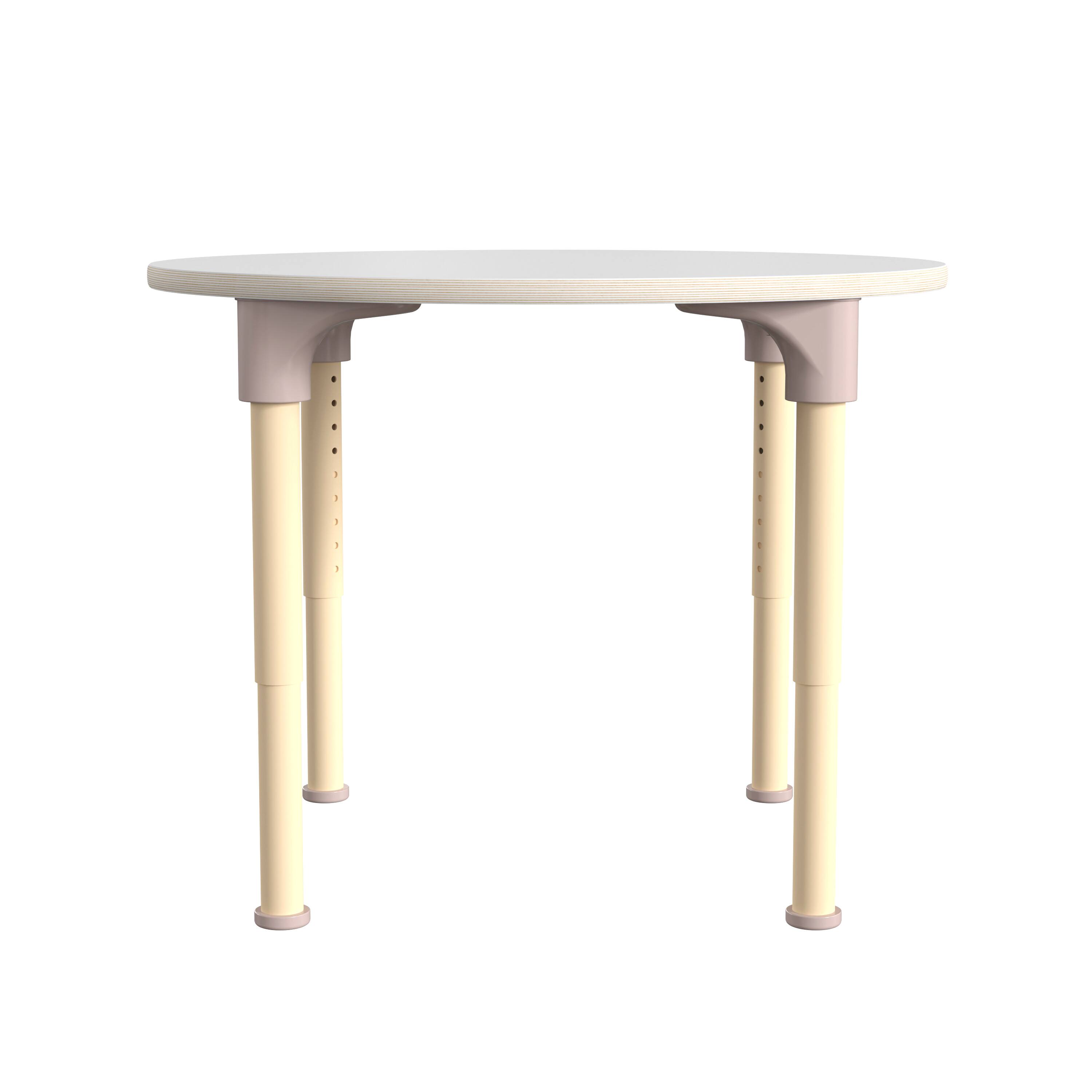 Angle. Flash Furniture - Bright Beginnings 33" Round Commercial Grade Wooden Adjustable Height Classroom Activity Table - Metal Legs Adjust From - White.