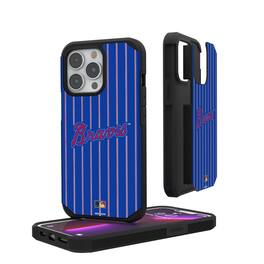 Keyscaper - MLB - Atlanta Braves Wordmark Logo iPhone Pinstripe Cooperstown Design Rugged Case - 15 - Multicolor