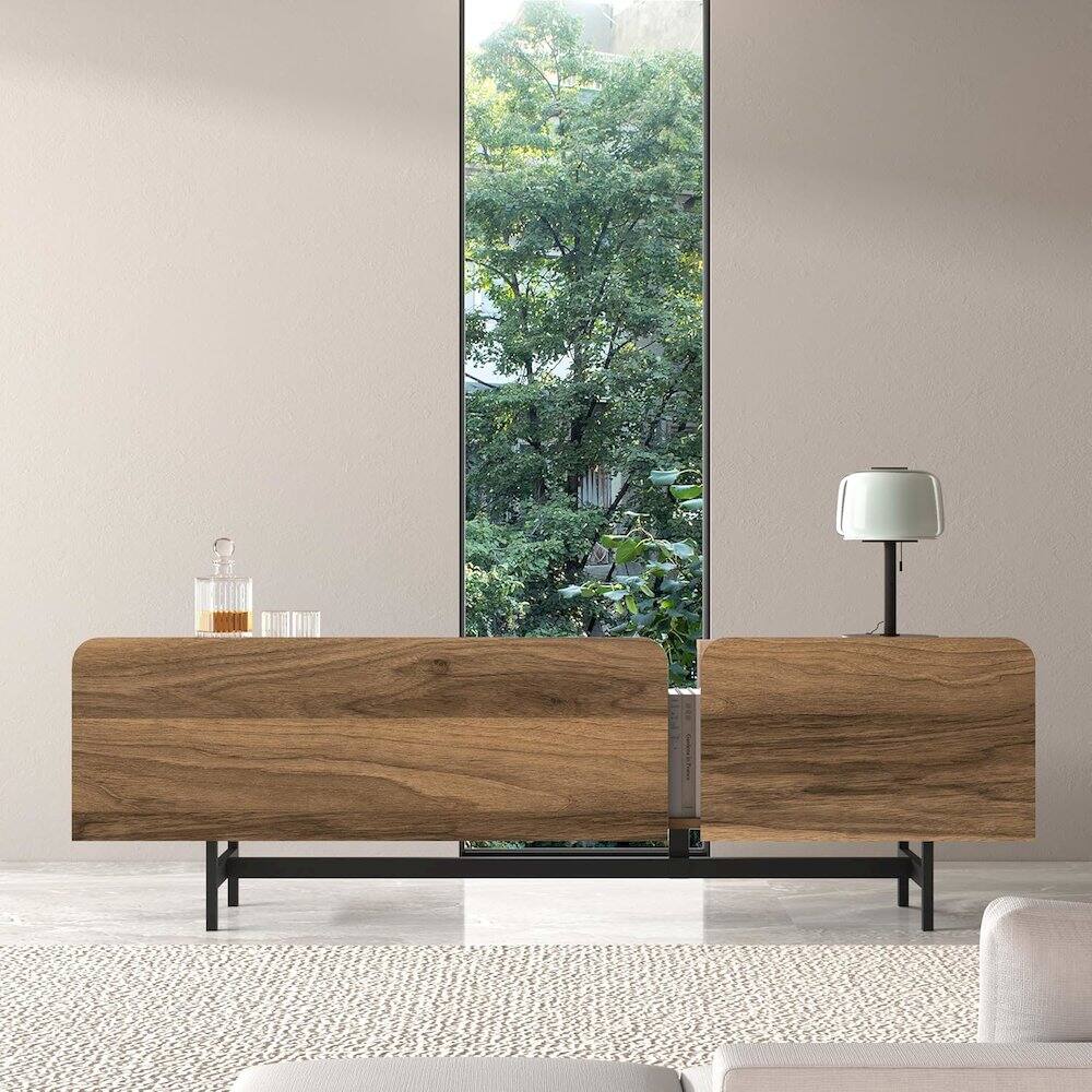 Left. Atelier Mobili - Tamesis Modern TV Stand – 72 Inch Media Console for 75-Inch TVs - Brown.