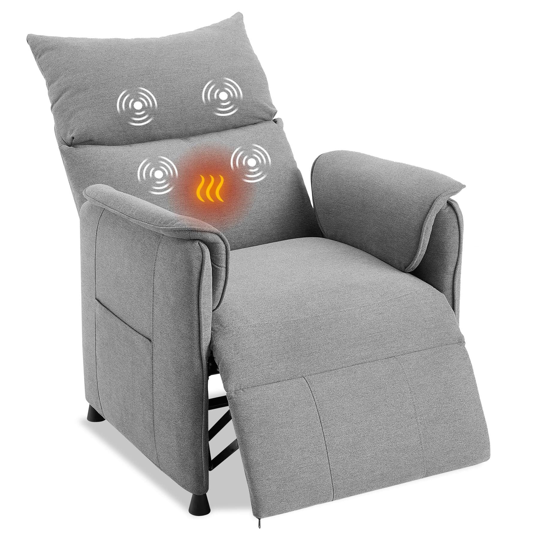 Jojoka - Elertric Recliner Chair with Massage and Heat, Adjustable Single - Gray
