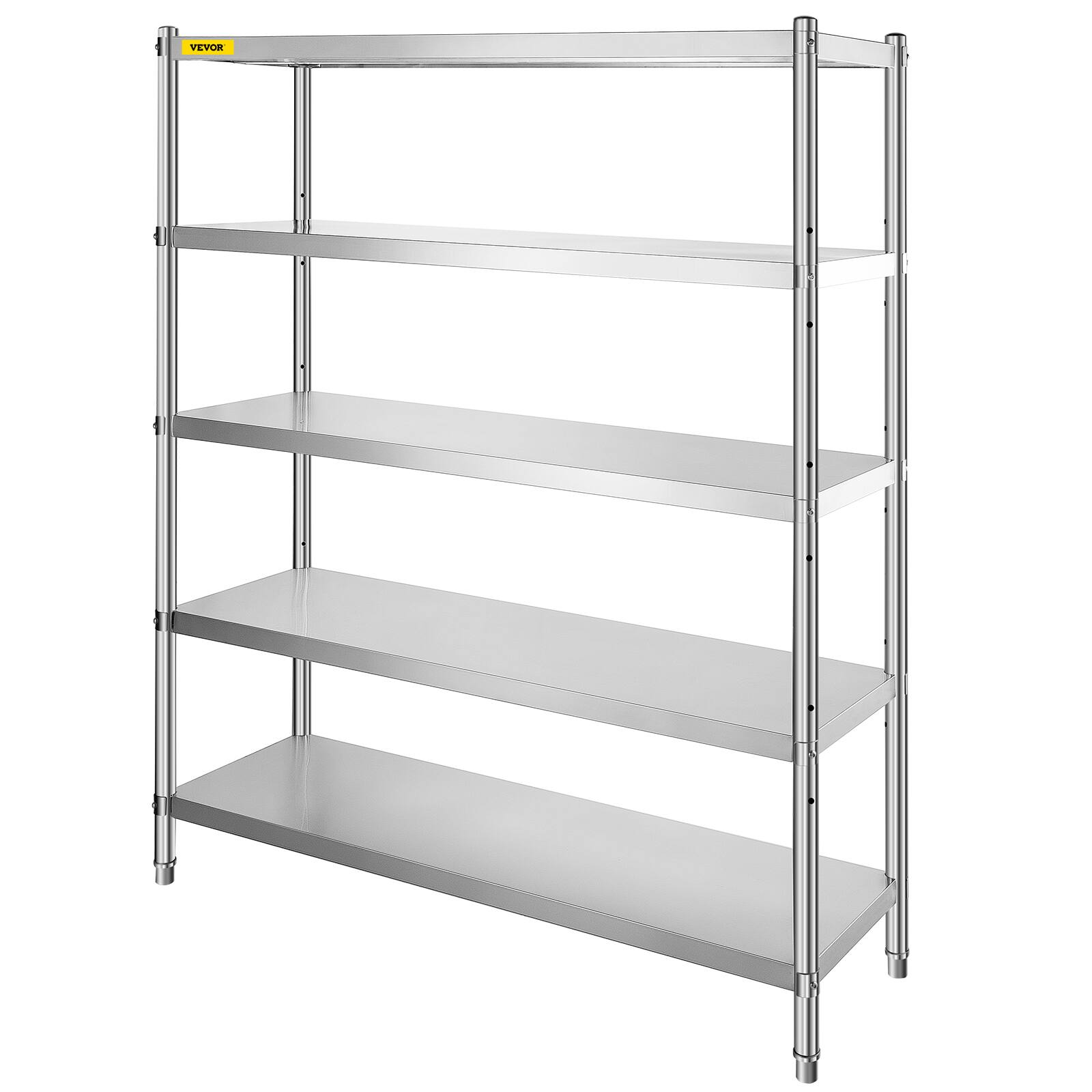 Alt View 5. VEVOR - Stainless Steel Shelving 60x18.5 Inch 5 Tier Adjustable Shelf Storage Unit Stainless Steel Heavy Duty Shelving - Silver.