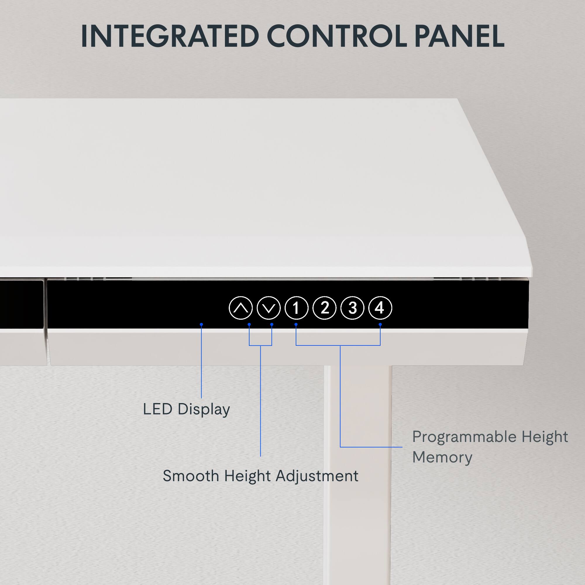 INTEGRATED CONTROL PANEL

1. LED Display
2. Programmable Height Memory
3. Smooth Height Adjustment