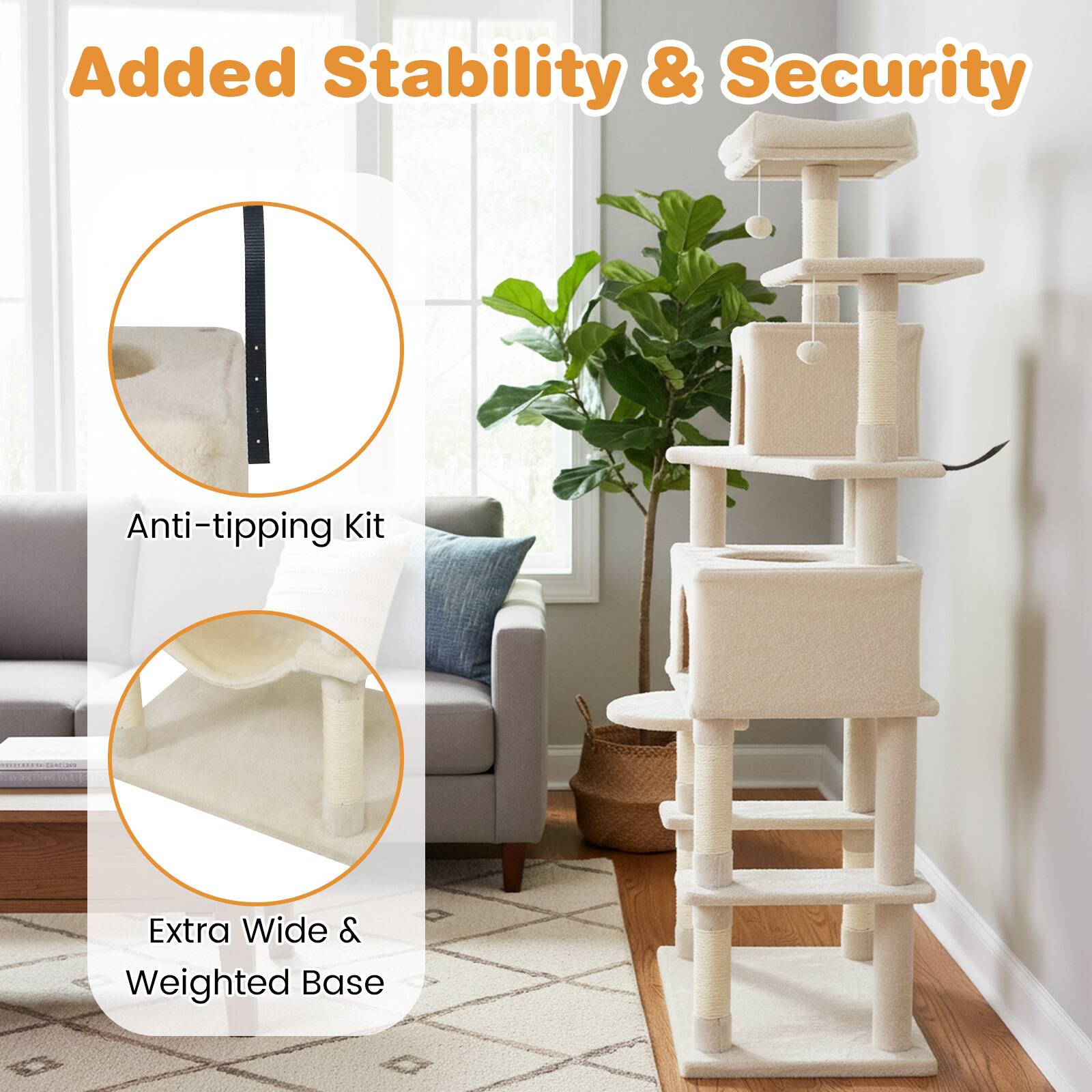 Added Stability & Security

- Anti-tipping Kit
- Extra Wide & Weighted Base