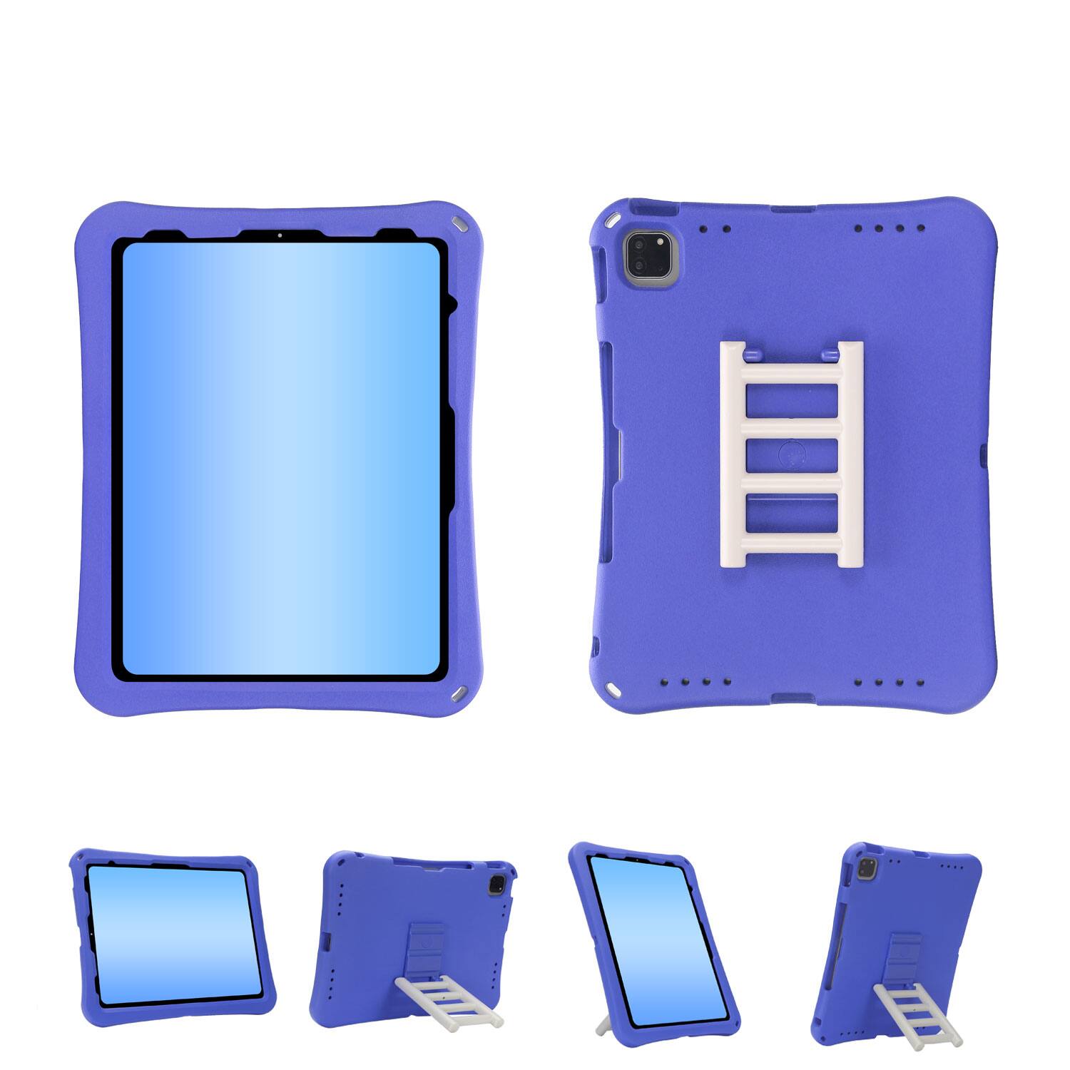 Angle. Dteck - for Apple iPad Air (M4) 13" 2026/(M3) 2025/(M2) 2024 Rugged Case,Shockproof Heavy Duty EVA Cover with Rotating Stand - Purple.
