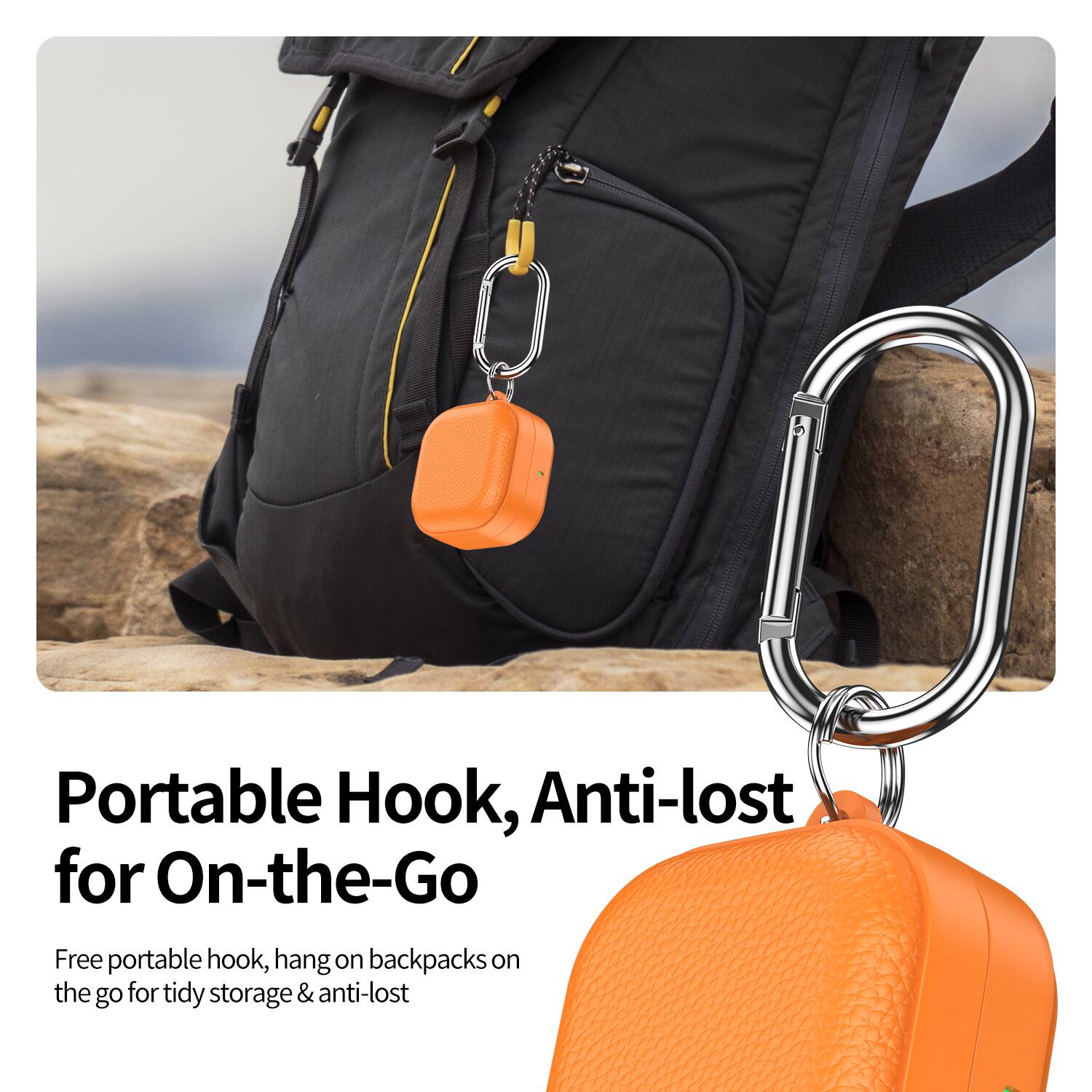 Portable Hook, Anti-lost for On-the-Go

Free portable hook, hang on backpacks on the go for tidy storage & anti-lost