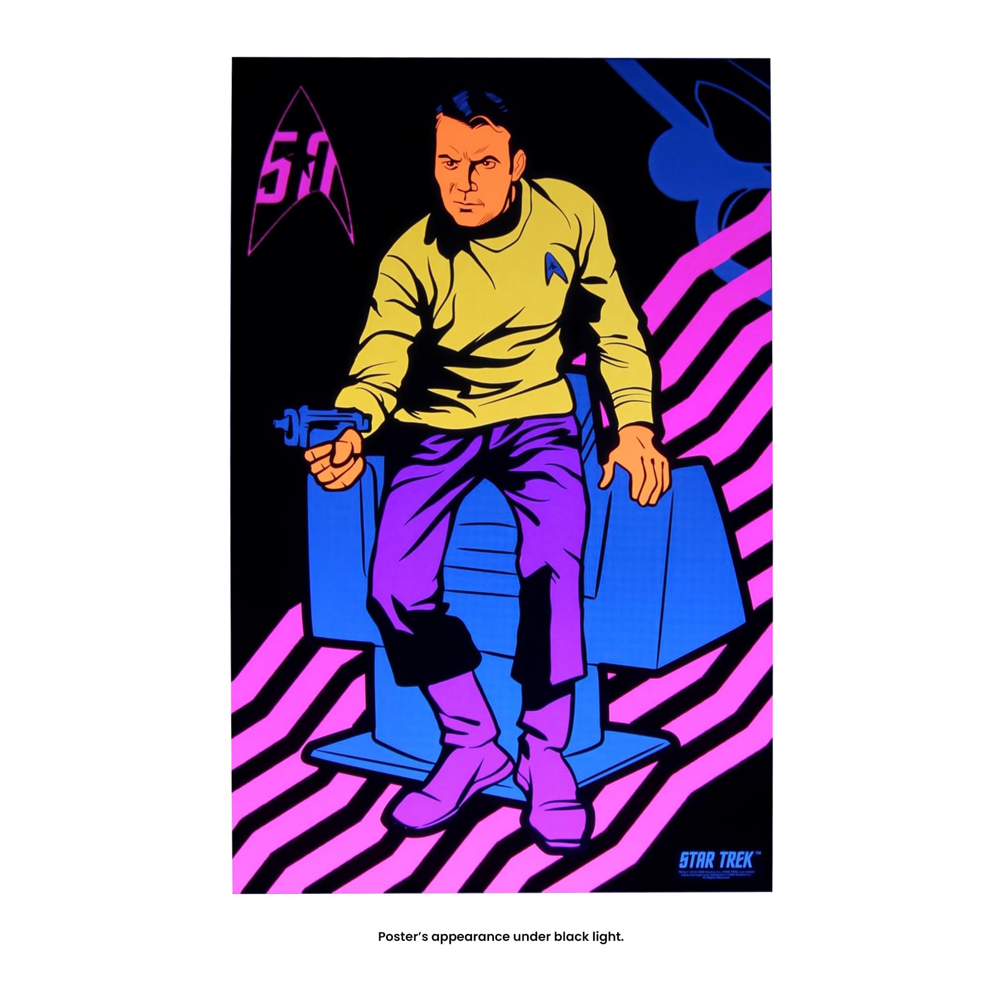 59 STAR TREK Poster's appearance under black light.