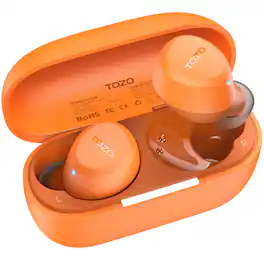 TOZO - A1 Lightweight Wireless Earbuds Bluetooth Headphones, 32H, AI ENC Mic, Clear Calls, Premium Stereo Bass, IPX5, App 32EQ - Orange