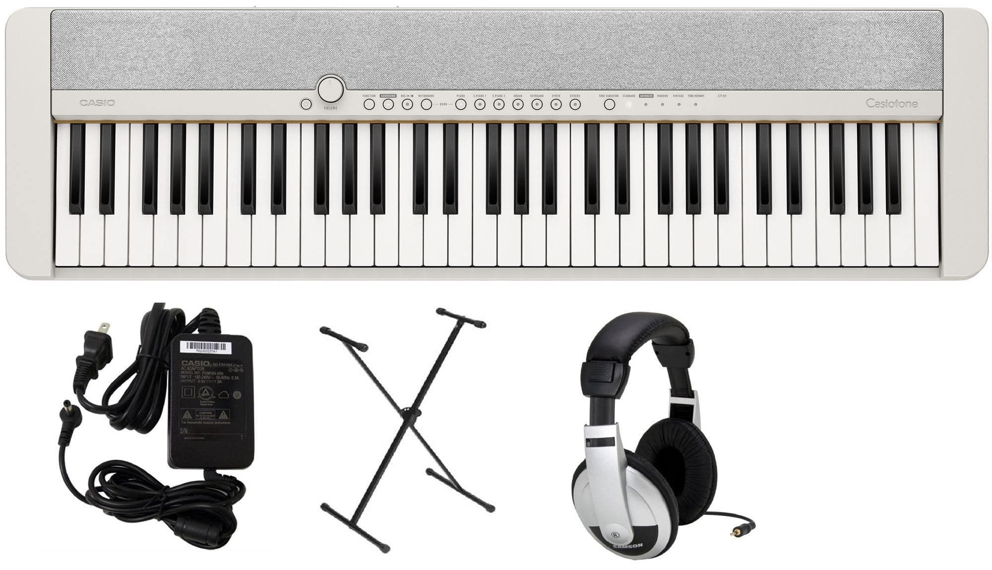 Casio - CTS1WE Premium Pack with Stand, Adapter, and Headphones