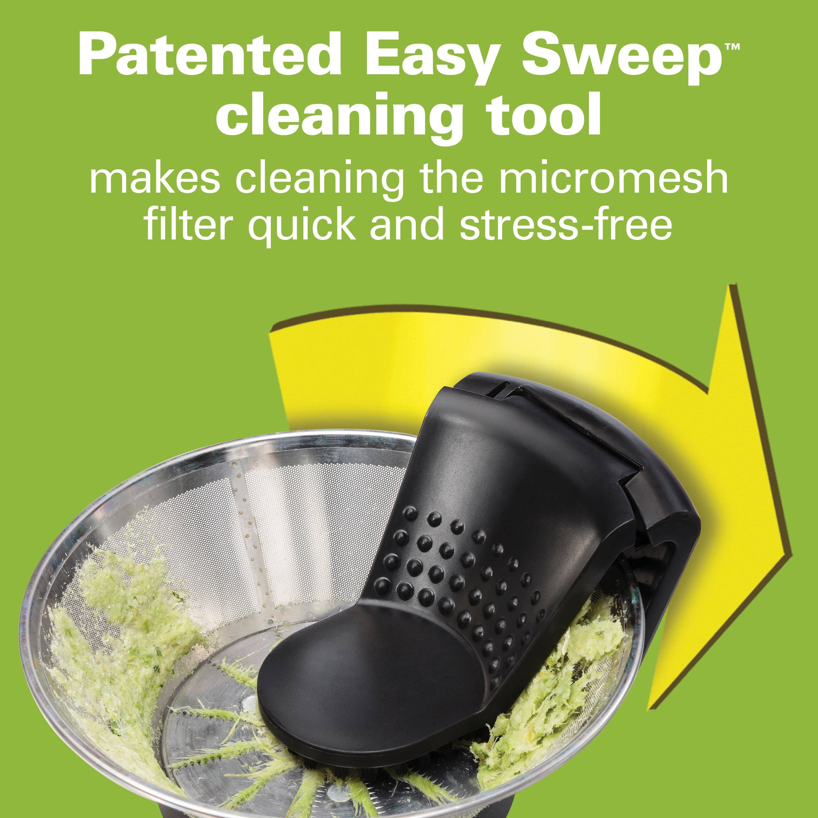 Patented Easy Sweep™ cleaning tool makes cleaning the micromesh filter quick and stress-free