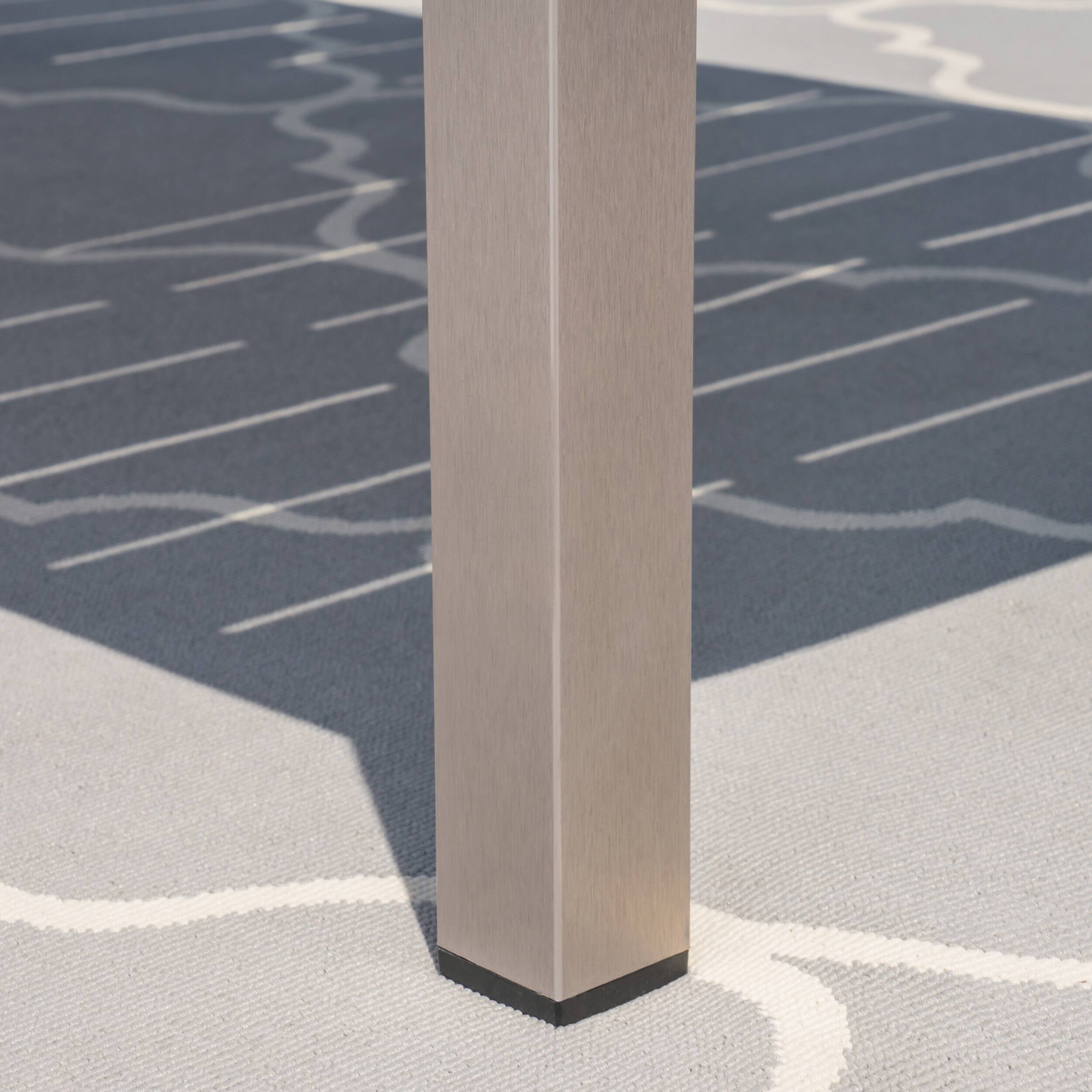 Left. APRILSOUL - Coral Outdoor Aluminum Dining Table Faux Wood Top Gray Finish Grey - Grey,Silver.