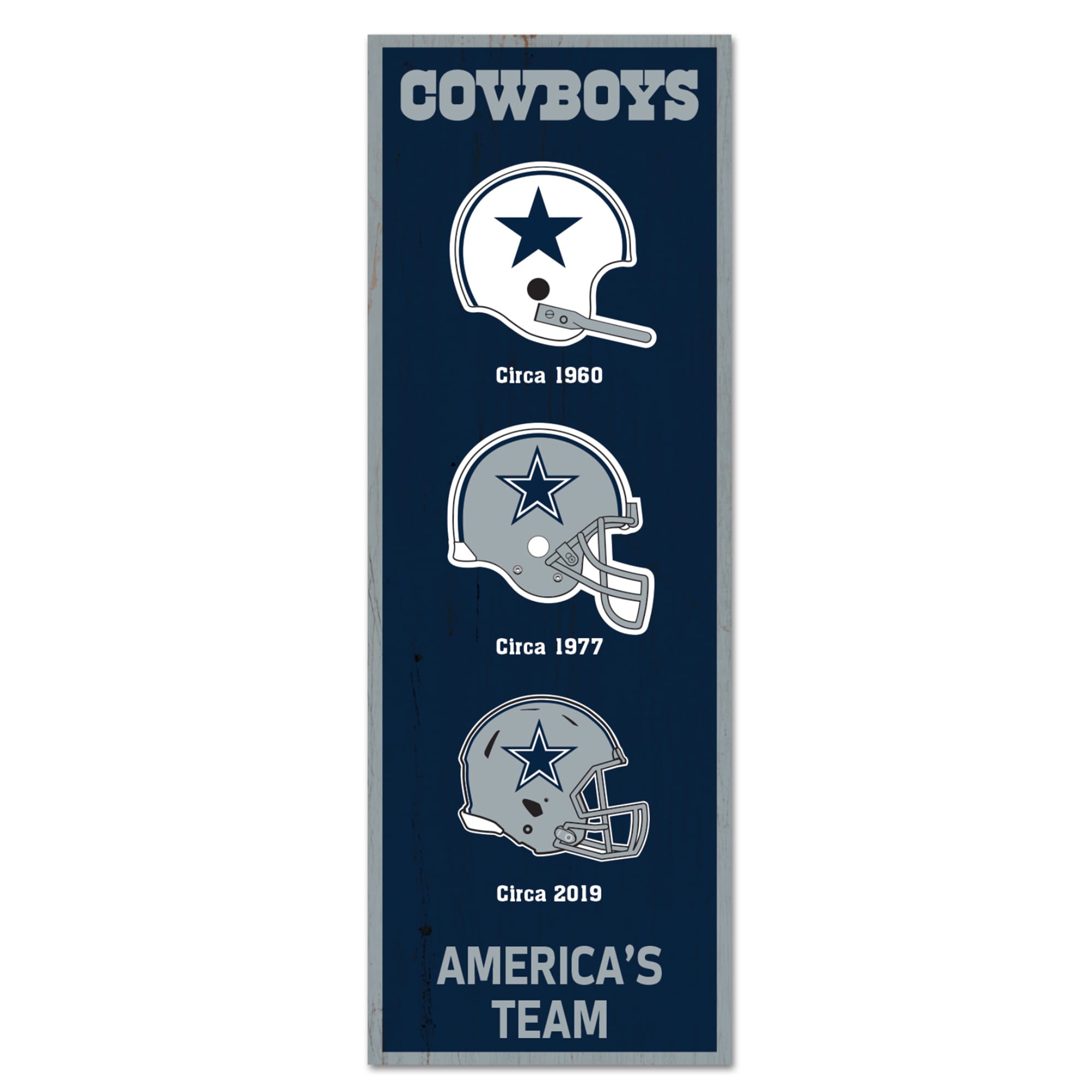 Dallas Cowboys 6" x 17" Logo Evolution Wood Sign