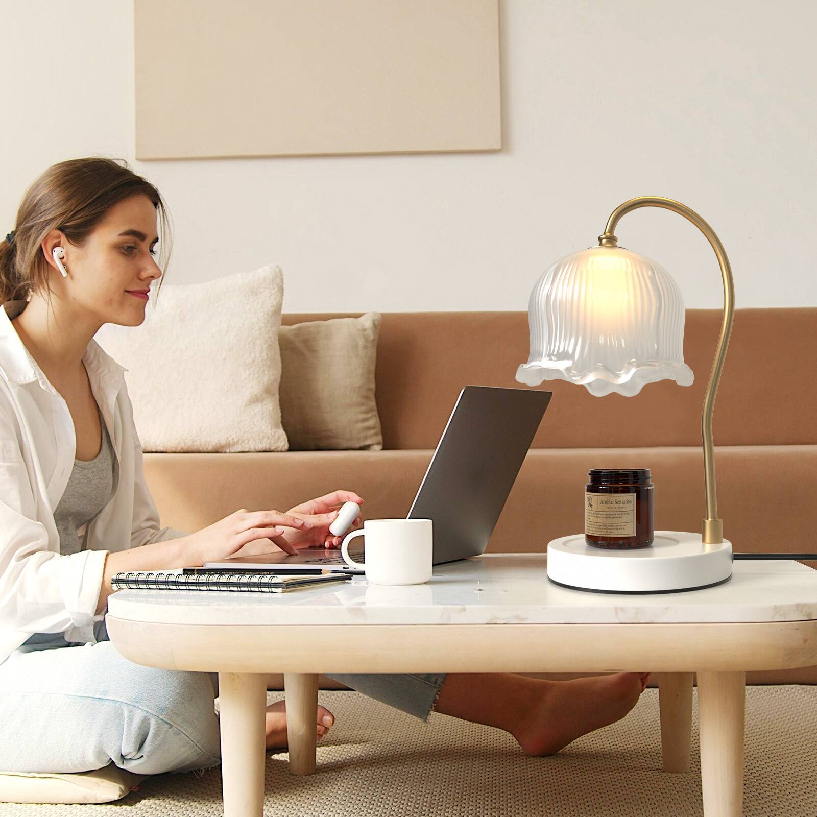 Alt View 7. Topteng - Candle Warmer Lamp with Timer-Dimmable Soy Wax Melter,3 Settings (2/4/8H),Flameless with 2 Bulbs for Safe Home Fragrance - A.