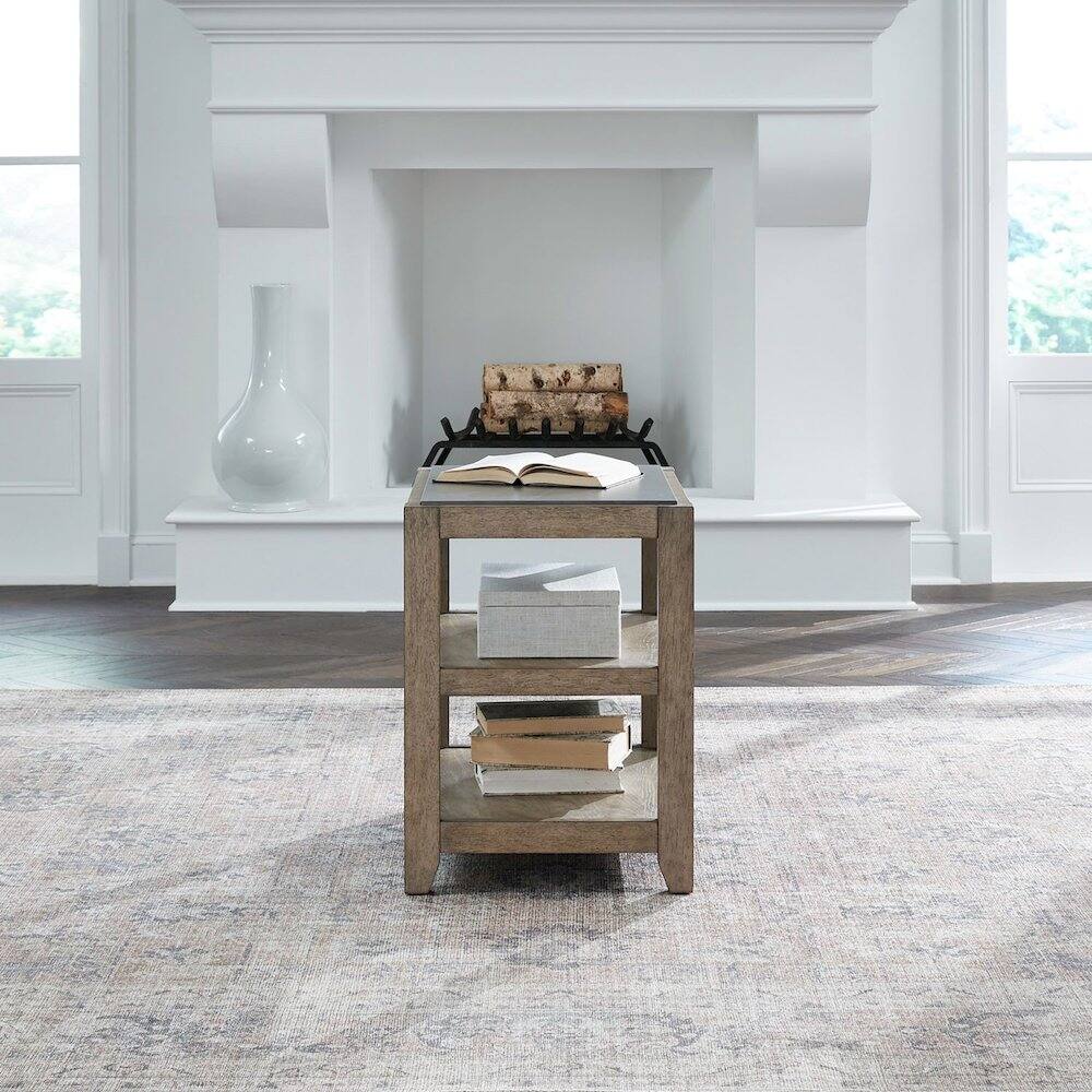 Alt View 1. Liberty Furniture Industries - Millstone Chairside Table with Unique Tile Top for Living Room - Nutmeg Oak Wood - Nutmeg.