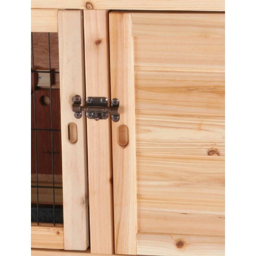 Alt View 1. TRIXIE - Natura Double Weatherproof Outdoor 2-Story Wooden Animal Hutch - Natural.