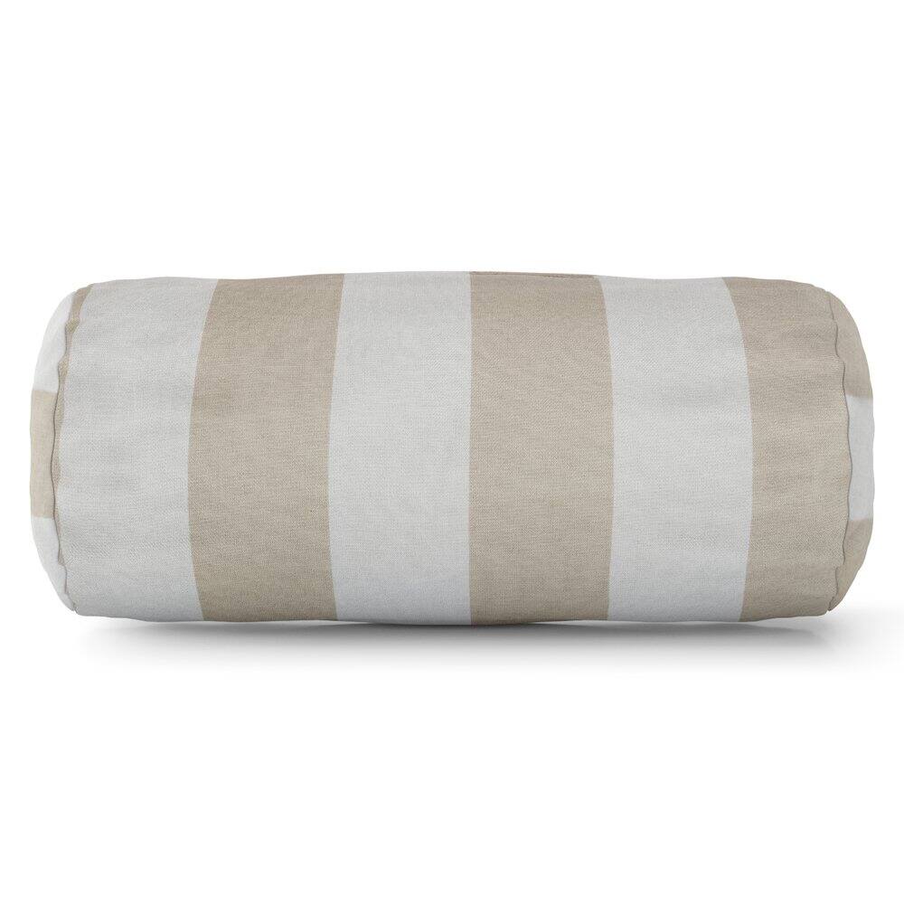 Front. Majestic Home - Bolster Pillow Vertical Stripe Sand - Beige.