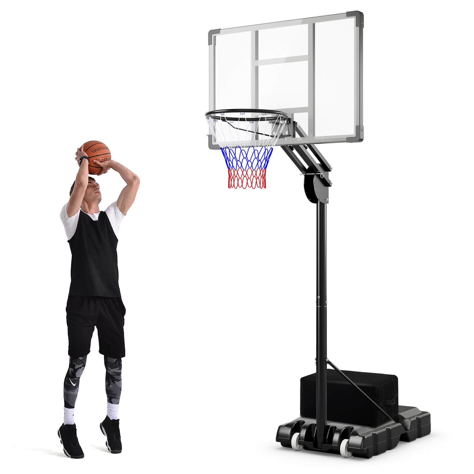 Alt View 9. Costway - Costway Portable Basketball Hoop System 4.9-10 FT Adjustable W/Weight Bag Wheels Outdoor - Gray.