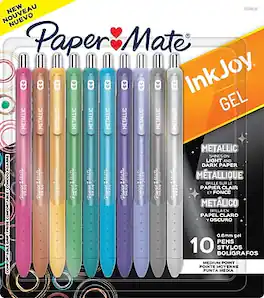 Paper Mate - Inkjoy Metallic Retractable Gel Pen, Medium Point, 0.8mm, Ink, 10/Pack (2208638) - Assorted
