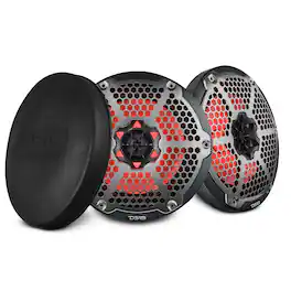 DS18 Audio - NXL 8" 2-way Coaxial Speaker with RGB LED Lights, Built-in Driver and Grille (Pair), 125W RMS 4-Ohm