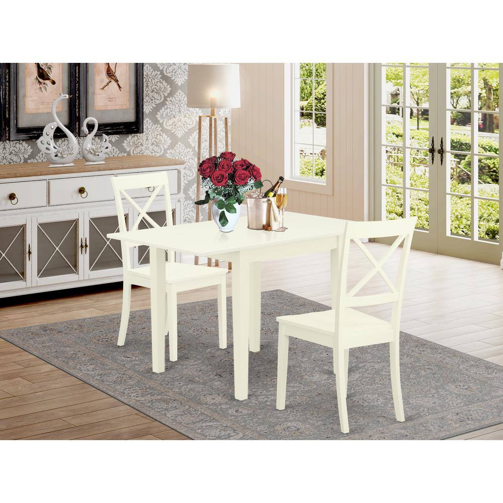 Angle. East West Furniture - Dining Room Set Linen White - Brown.