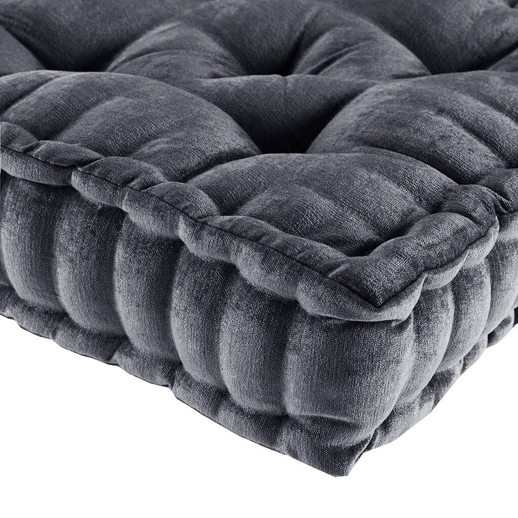 Alt View 1. Gracie Mills - Gracie Mills Elara Textured Poly Chenille Square Floor Pillow Cushion - Charcoal.