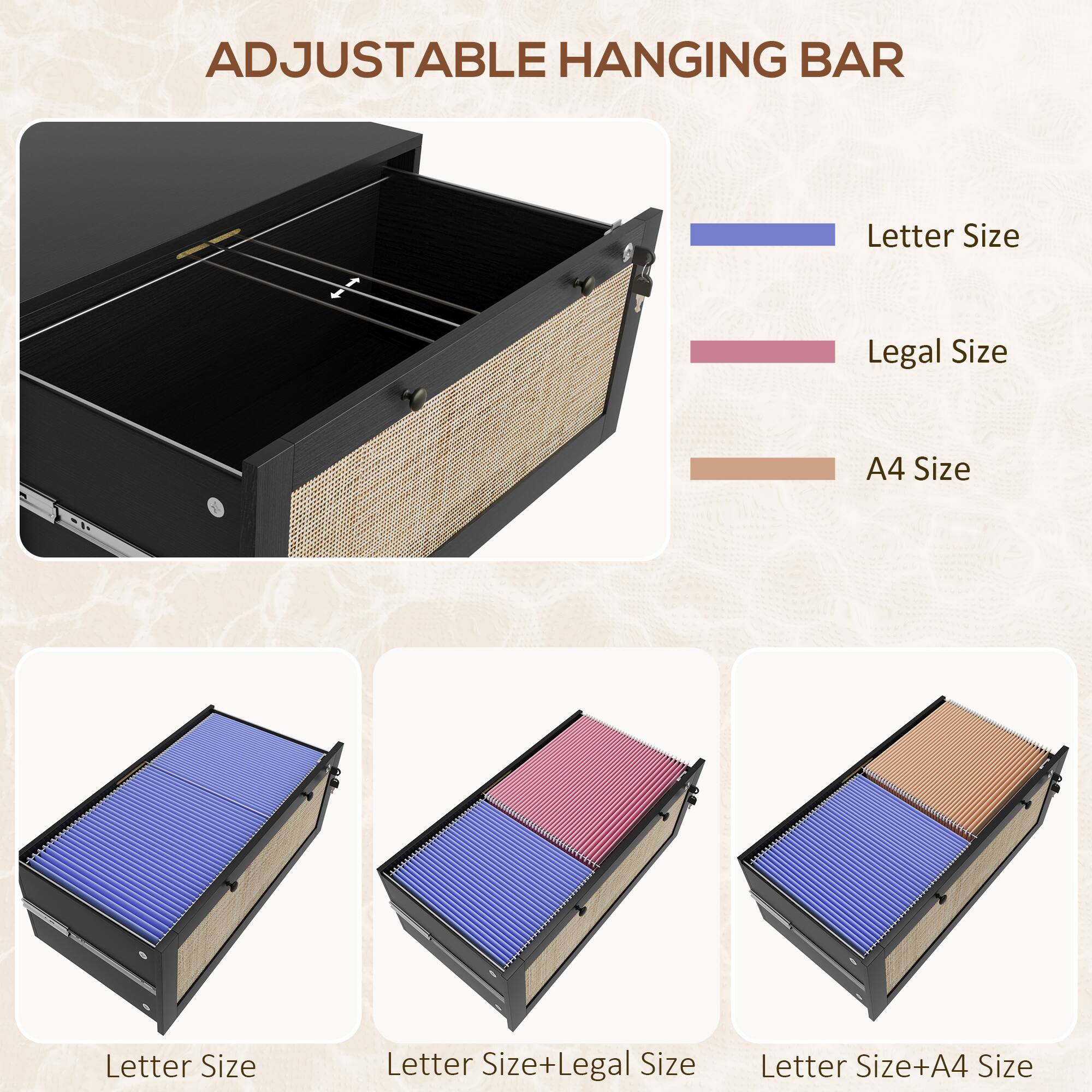 ADJUSTABLE HANGING BAR
Letter Size
Legal Size
A4 Size
Letter Size
Letter Size+Legal Size
Letter Size+A4 Size