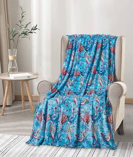 Noble House - Extra Plush and Comfy Microplush Throw Blanket 50" x 60" - Paradise - mermaid