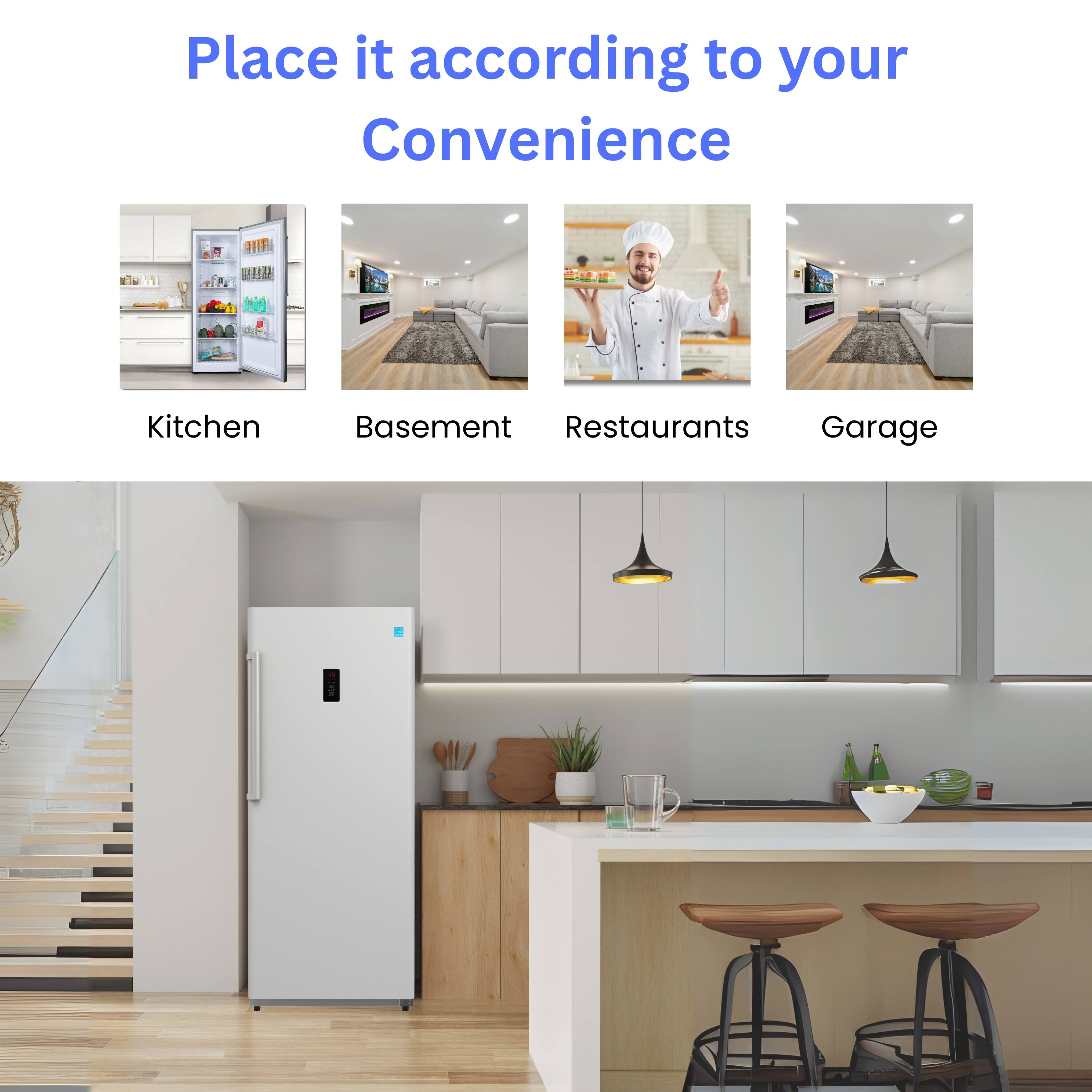Place it according to your Convenience

Kitchen  
Basement  
Restaurants  
Garage