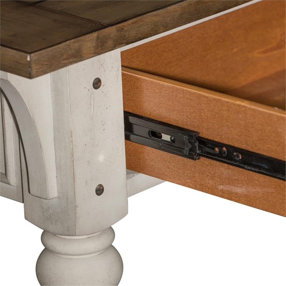 Alt View 3. Liberty Furniture Industries - Morgan Creek Sofa Table in Antique White w/ Wirebrushed Tobacco Accents - White.
