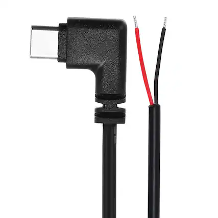 Front. Unique Bargains - Right Angle USB C Male to 2-Pin Pigtail, 22AWG 12V 3A, for DIY Equipment Installation/Repair, 4pcs - Black.