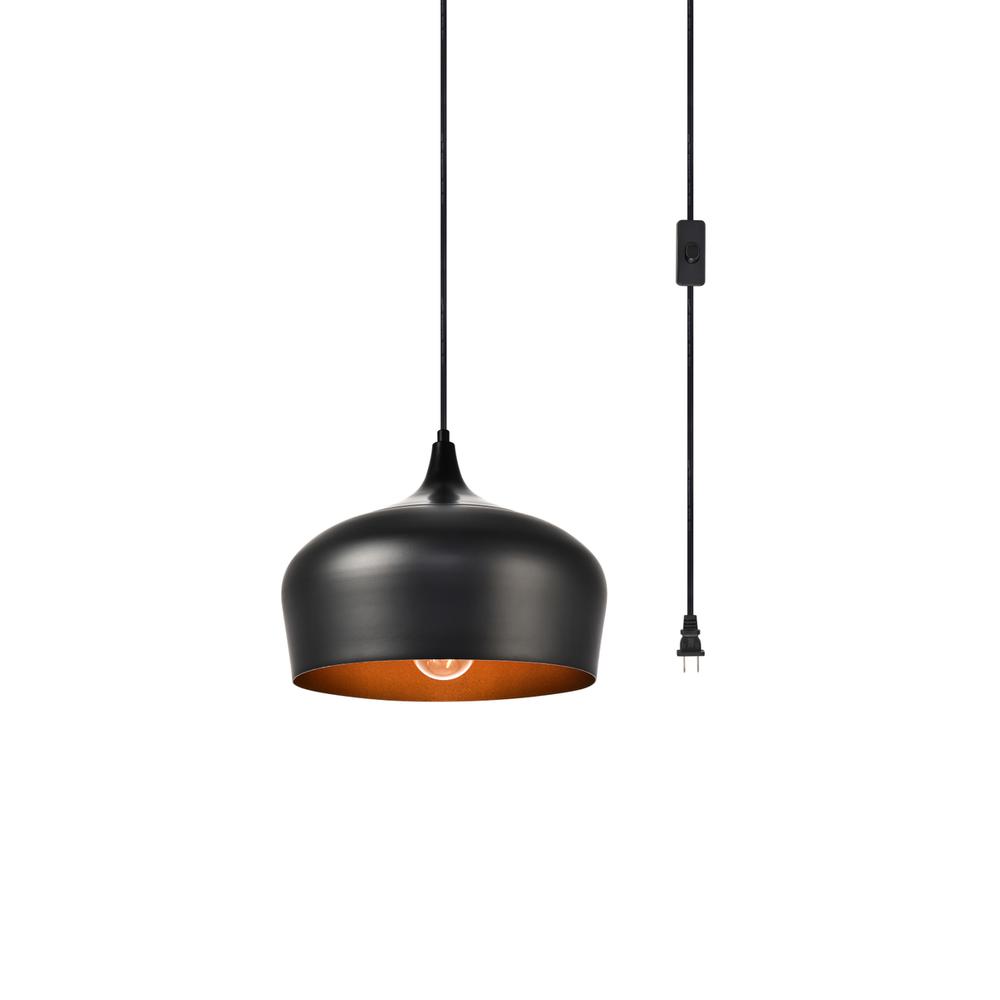 Alt View 2. Living District - Nora 1 Light Black plug-in pendant - Black.