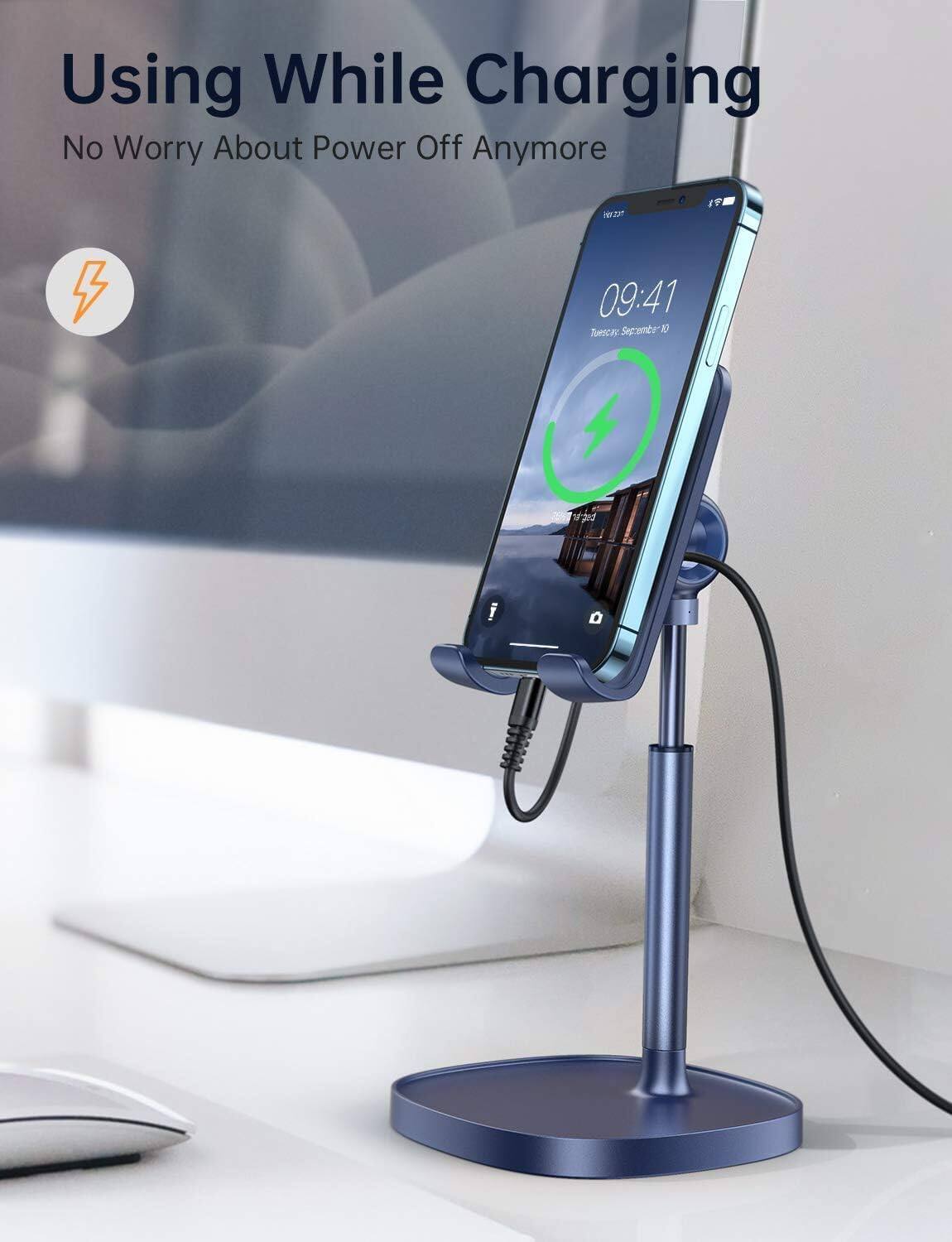 Core Tech Height Adjustable Desktop Phone Stand with Silicone Pads and ...