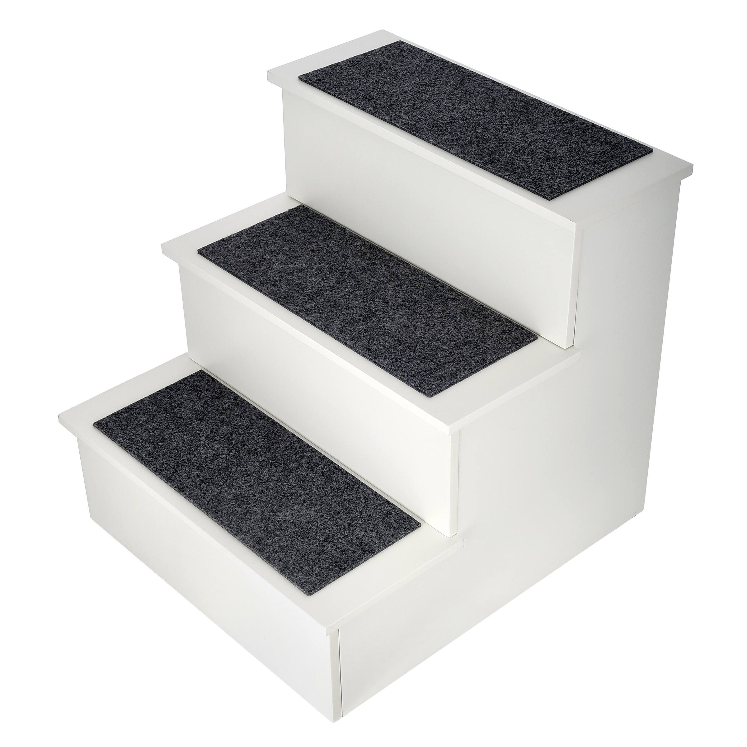 Alt View 1. AdirPet - Portable Dog Ramp Ladder Non-Slip 3-Step Pet Stairs - White.