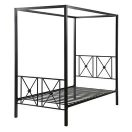 Hivvago - Twin size Metal Canopy Bed Frame with Medallion Accents - Black