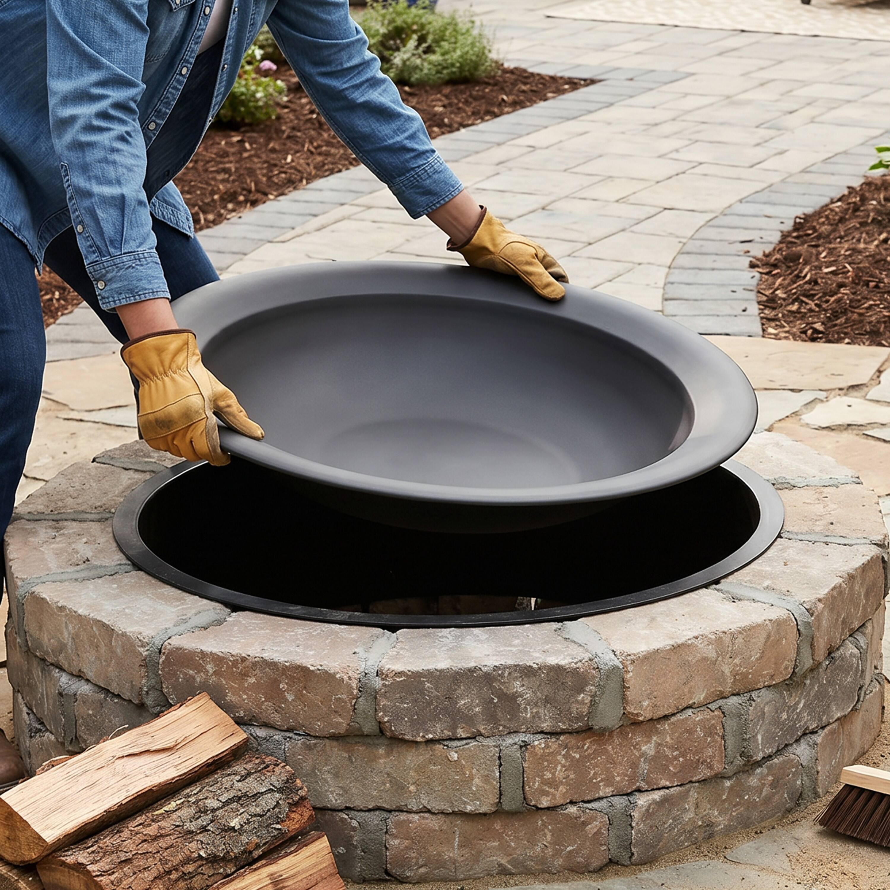 Alt View 9. Sunnydaze - 26 in Classic Elegance Steel Replacement Fire Pit Bowl - Black.