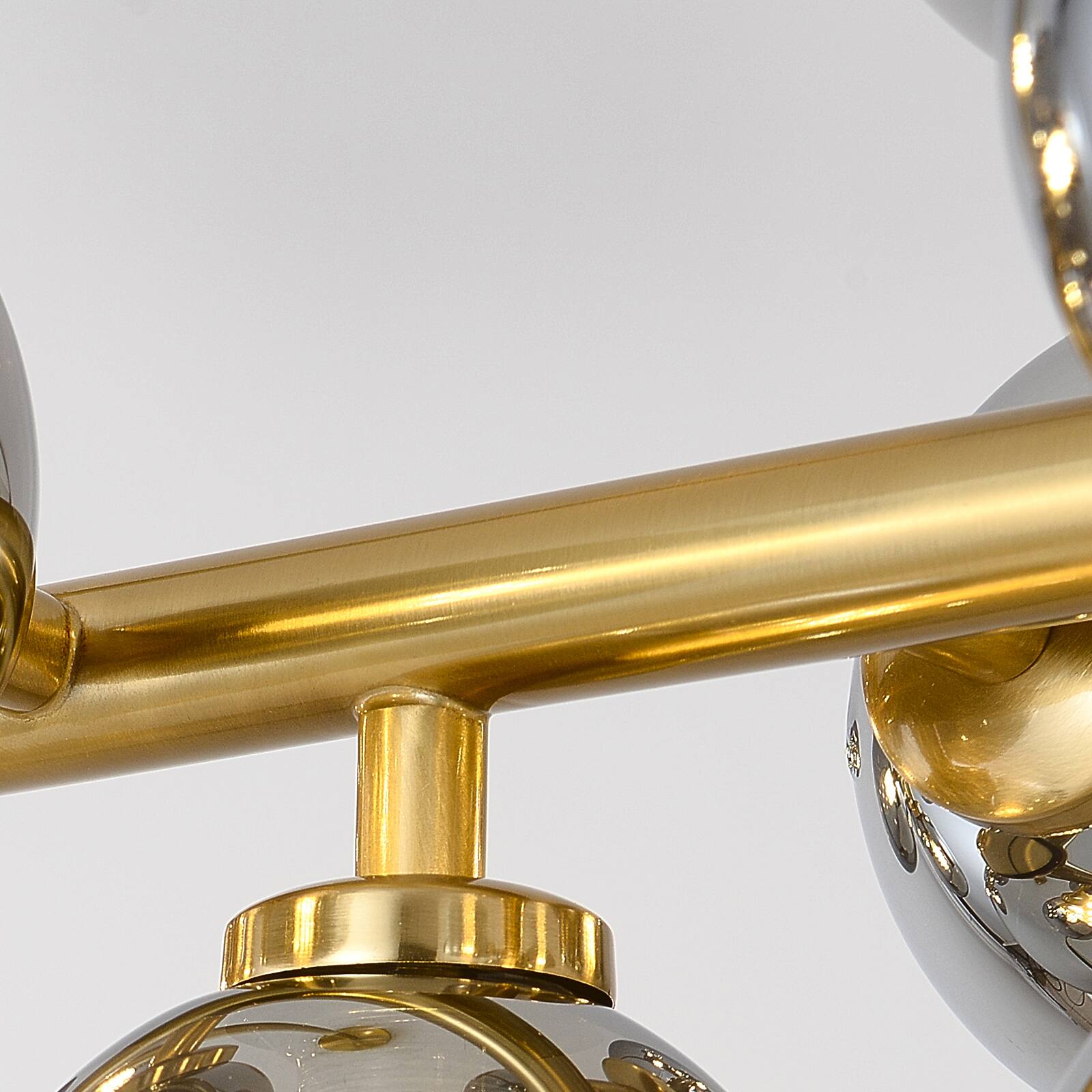 Alt View 8. Siljoy - 39.4 Inch Linear Modern Gold Molecular Chandelier, Smoked Glass Globe Pendant Light for Dining Room, Kitchen Island - Smoked Glass.