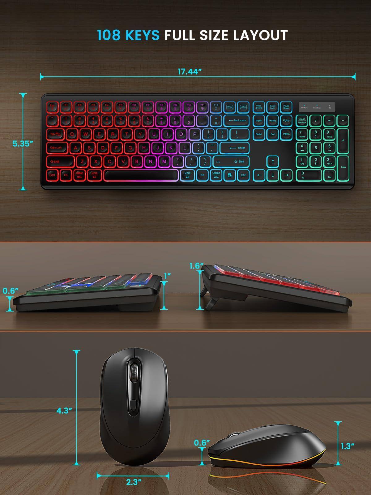 108 KEYS FULL SIZE LAYOUT

17.44" (width)

5.35" (height)

1.6" (thickness)

0.6" (keycap height)

4.3" (mouse height)

2.3" (mouse width)

1.3" (mouse thickness)
