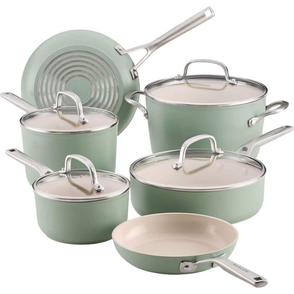 KitchenAid - 10-Pc. Hard Anodized Ceramic Nonstick Cookware Set - Cardamom