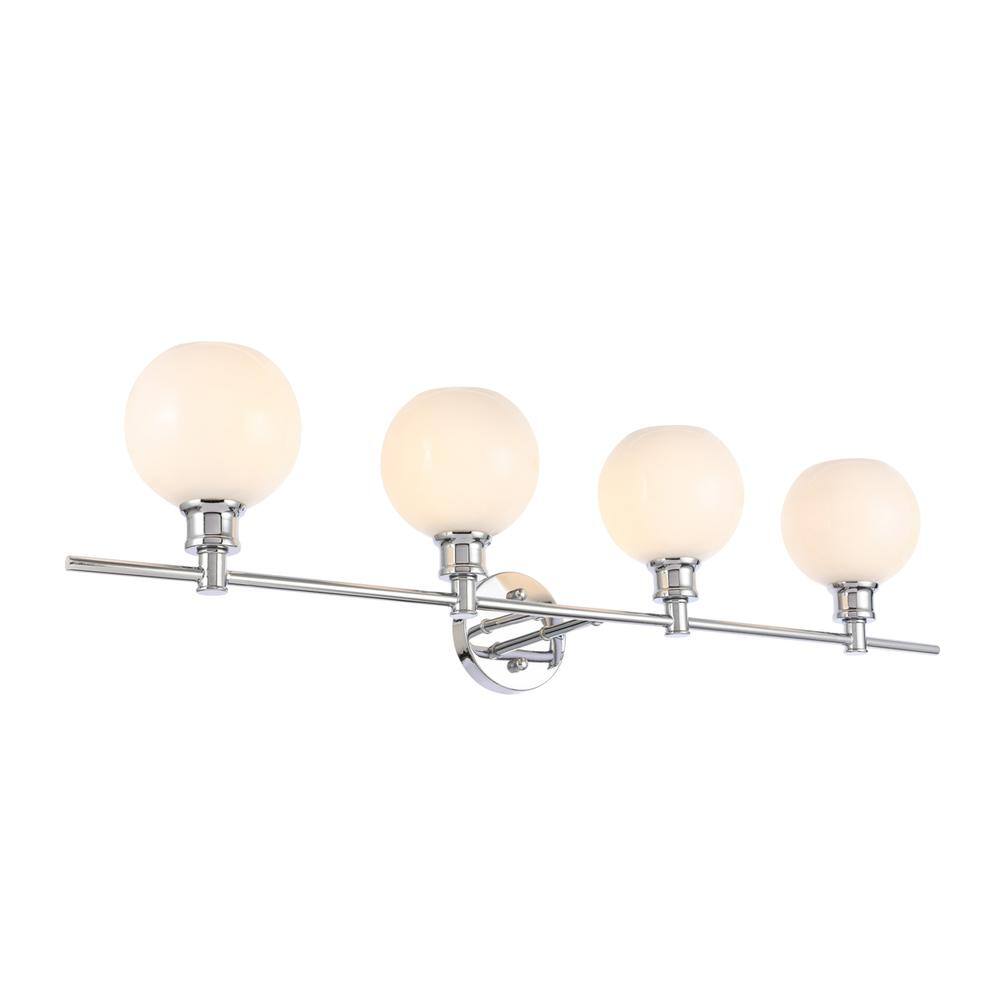 Alt View 6. Living District - Collier 4 light Chrome and Frosted white glass Wall sconce - Chrome And Frosted White Glass.