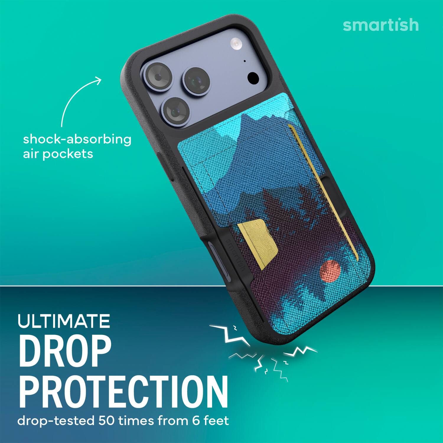 smartish  
shock-absorbing air pockets  
smartish ULTIMATE DROP PROTECTION  
drop-tested 50 times from 6 feet