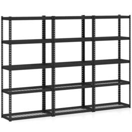 Gymax - 3PCS 5-Tier Storage Shelf Heavy Duty Storage Utility Rack Shelf w/Anti-tipping Device - Black