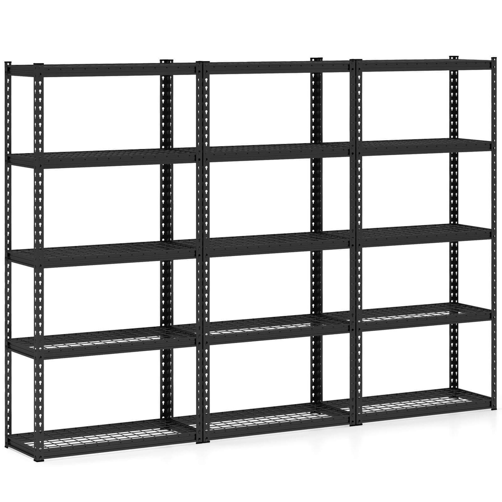 Front. Gymax - Gymax 3PCS 5-Tier Storage Shelf Heavy Duty Storage Utility Rack Shelf w/Anti-tipping Device - Black.
